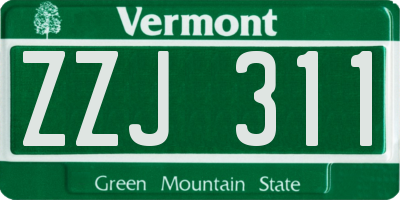 VT license plate ZZJ311