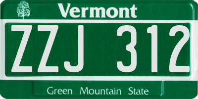VT license plate ZZJ312