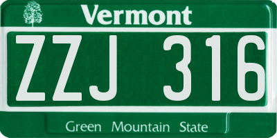 VT license plate ZZJ316