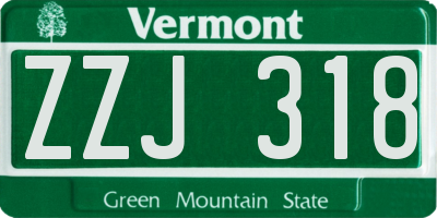 VT license plate ZZJ318