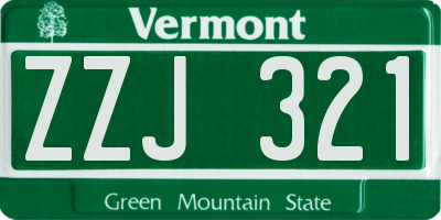 VT license plate ZZJ321