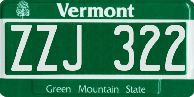 VT license plate ZZJ322