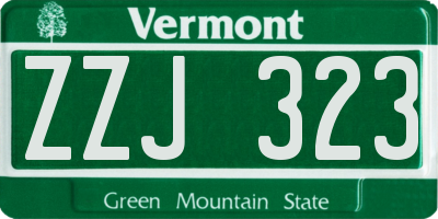 VT license plate ZZJ323
