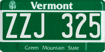 VT license plate ZZJ325