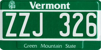 VT license plate ZZJ326