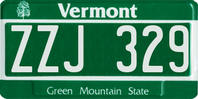 VT license plate ZZJ329