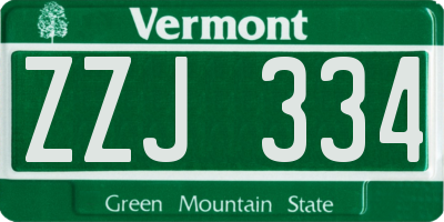 VT license plate ZZJ334