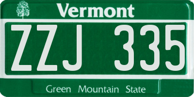 VT license plate ZZJ335