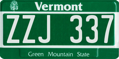 VT license plate ZZJ337
