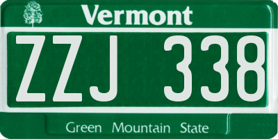 VT license plate ZZJ338