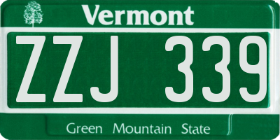 VT license plate ZZJ339