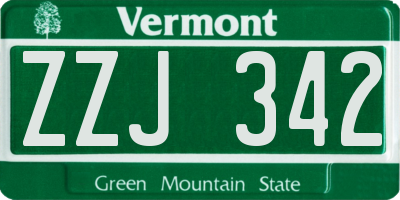 VT license plate ZZJ342