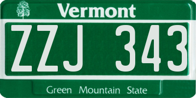VT license plate ZZJ343
