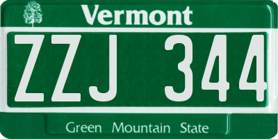 VT license plate ZZJ344