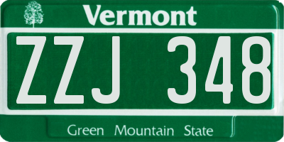 VT license plate ZZJ348