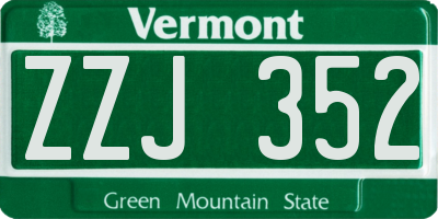 VT license plate ZZJ352