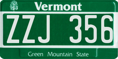 VT license plate ZZJ356