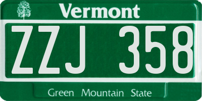 VT license plate ZZJ358