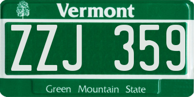 VT license plate ZZJ359