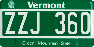 VT license plate ZZJ360