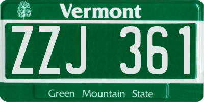 VT license plate ZZJ361