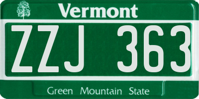 VT license plate ZZJ363