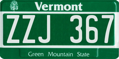 VT license plate ZZJ367