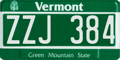 VT license plate ZZJ384