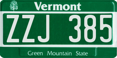 VT license plate ZZJ385