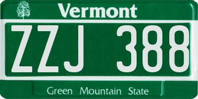 VT license plate ZZJ388