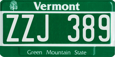 VT license plate ZZJ389