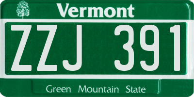 VT license plate ZZJ391