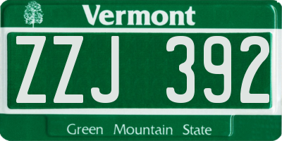 VT license plate ZZJ392