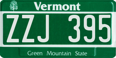 VT license plate ZZJ395