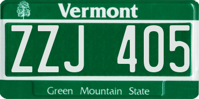 VT license plate ZZJ405