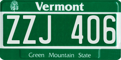 VT license plate ZZJ406