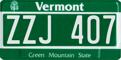 VT license plate ZZJ407