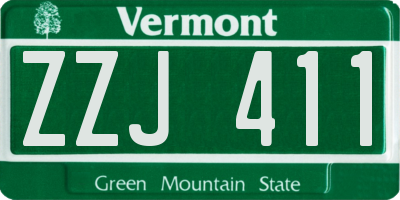 VT license plate ZZJ411