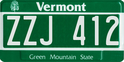VT license plate ZZJ412