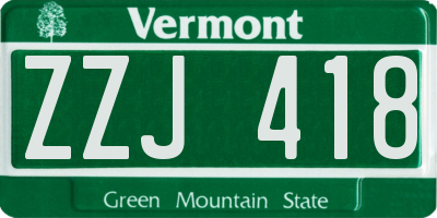 VT license plate ZZJ418