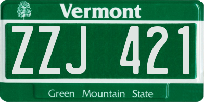 VT license plate ZZJ421