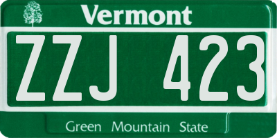 VT license plate ZZJ423