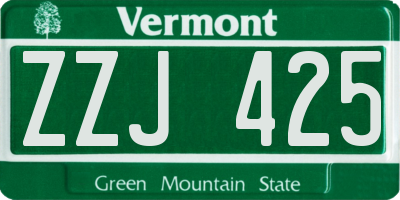 VT license plate ZZJ425