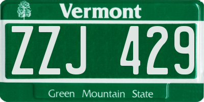 VT license plate ZZJ429