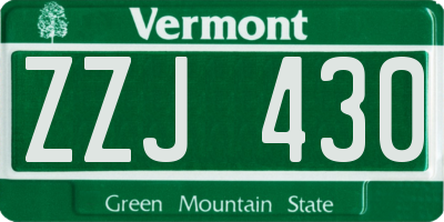 VT license plate ZZJ430