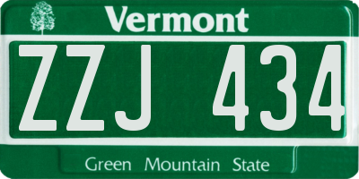 VT license plate ZZJ434
