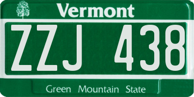 VT license plate ZZJ438