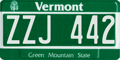 VT license plate ZZJ442