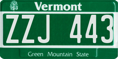 VT license plate ZZJ443