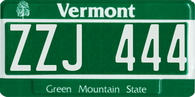 VT license plate ZZJ444
